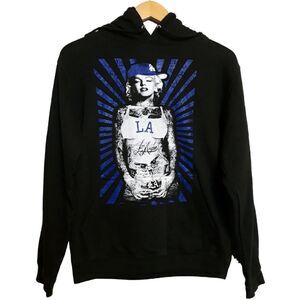 Marilyn Monroe Los Angeles Dodgers Tattoo LA MLB Black Fleece Baseball Hoodie S